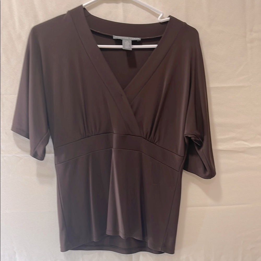 Brown V-Neck Women's Top